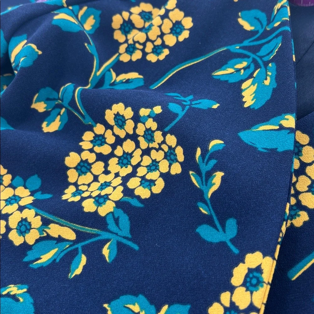 J.Crew Golden floral wrap dress in‎ 365 crepe Navy/Yellow mature office